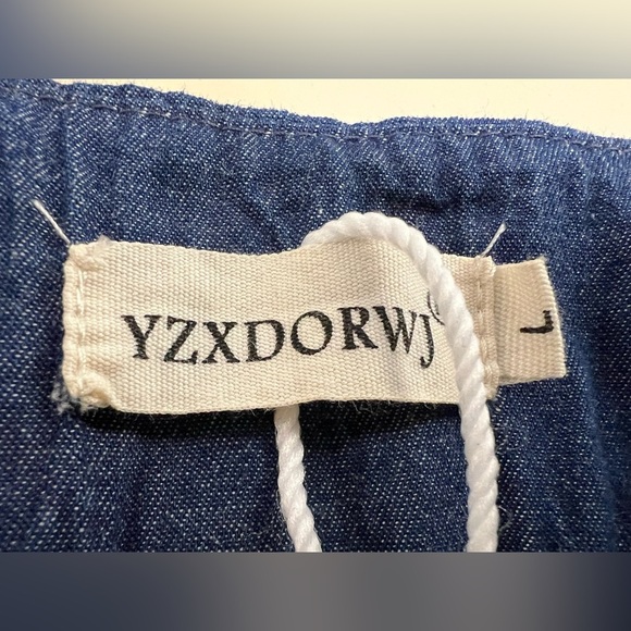 Embroidered Denim Dress with Colorful Floral Design - Picture 2 of 6